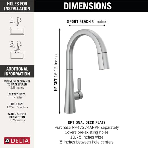 Delta Faucet Monrovia Brushed Nickel Kitchen Faucet, Kitchen Faucets with Pull Down Sprayer, Kitchen Sink Faucet with Magnetic Docking, Lumicoat Arctic Stainless 9191-AR-PR-DST by DELTA - Image 4