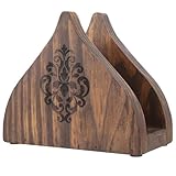 BESPORTBLE Servilletero de Madera Maciza Negro, Dispensador Independiente para Servilletas, Organizador para Mesa de Comedor Estilo Rústico, Decoración Práctica para Hogar, Restaurante y