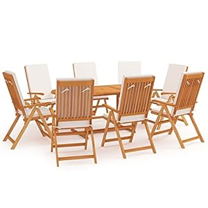 Patioco Garten-Essgruppe Teak massiv 9-teilig Creme