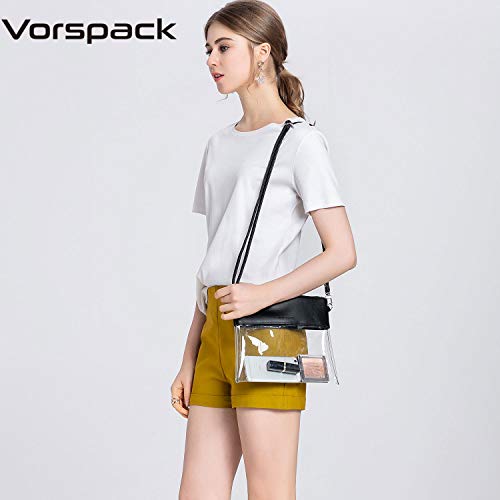 Vorspack Clear Crossbody Purse Bag Stadium Approved Fashion Clear Bag Pu Leather Wristlet Handbag With Adjustable Shoulder Strap For Events Concerts Festivals Work - White #TOP4