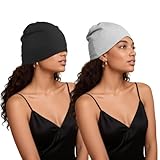 Kiiwah 2 Piezas Gorro para Dormir, Gorro Pelo Rizado Suave de Doble Capa Gorro de Dormir a Prueba de Luz Unisex Gorros de Algodon para Hombres y Mujer
