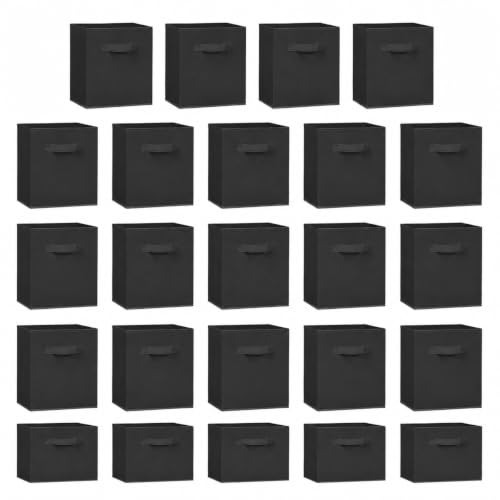 24 Pack Fabric Storage Bins, 10.5 Inch Collapsible Storage Cubes with Heavy Duty 11lbs Load Capacity, Non-Woven Closet Bins Organizers for Shelves Wardrobes Clothes Blankets Books Organization, Black by Suptinwear - Used condition - US$47.11