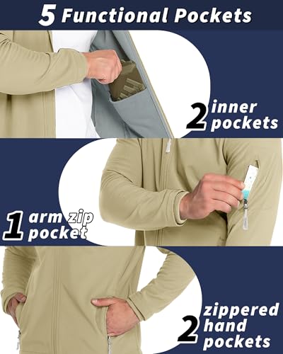 33,000ft Men's Hooded Softshell Jacket Waterproof Lightweight Insulated Windbreaker Fleece Lined Rain Shell Jacket - Thumbnail 2