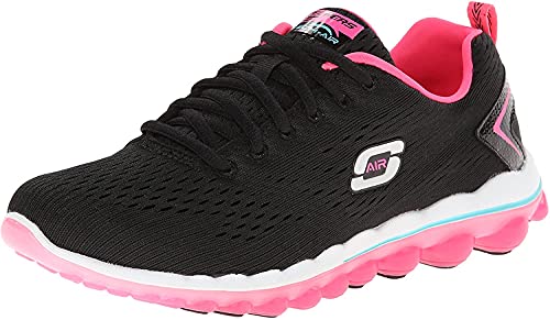 Skechers Sport Women's Skech Air Aim High Fashion Sneaker,Black Mesh/Hot Pink Trim,6.5 M US