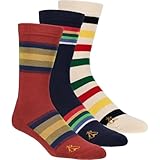 PENDLETON National Park Striped Crew Socks 3-Pack, Glacier/Crater Lake/Zion, Medium