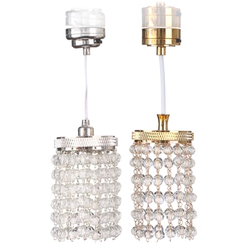Lustre en cristal maison de poupée 1/12 plafonnier miniature LED à piles