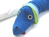 tommschi willi wurm  Seitenschläferkissen / Stillkissen 200 x 35 cm (Frottee blau Hund)