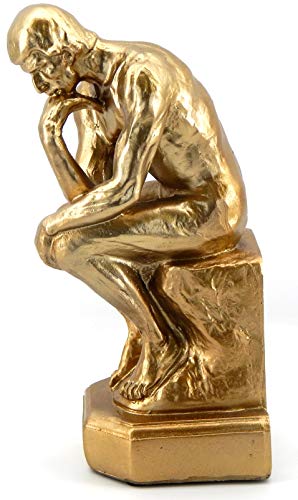 Bellaa 25587 The Thinker Statue Auguste Rodin Paris Thinking Man Fine Art Vintage Replica Museum Sculpture Figurine Farmhouse Boho Home Decor Bronze Golden 9 Inch #TOP3