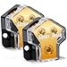 LEIGESAUDIO Copper 0/2/4 Gauge AWG in 4/8/10 Gauge AWG Out Amp Power Distribution Block for Car Audio Splitter-1 in 2 Out （2 Pack