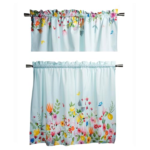 Maison d' Hermine 100% Cotton Kitchen Curtain Set for Windows - Rod Pocket