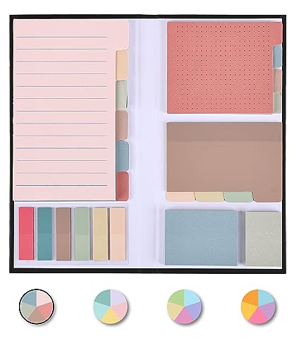 Mr. Pen Sticky Note Set - 410 Pack with Vintage Colors Transparent and Divider Tabs for Planners