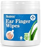 GLADOG Dog Ear Cleaner Finger Wipes, Ear Finger Wipes for Dogs Cats, Gently Removes Dirt & Odor, Dissolves Wax Build-Up, Easy to Use, Ear Cleaning Finger Wipes for Dogs, Natural Ingredients - 55 Count