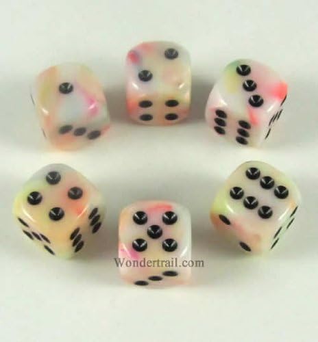 Wondertrail Circus Festive with Black Pips 16mm D6 Dice Set of 6 WCX27642E6