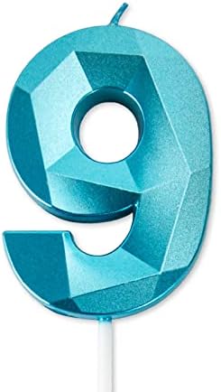 Birthday Candles 2.76 inch Birthday Cake Candles Big Glitter 3D Diamond Shaped Blue Number 0 Candles are Suitable for for Birthday Party Wedding Decoration Reunions Theme Party