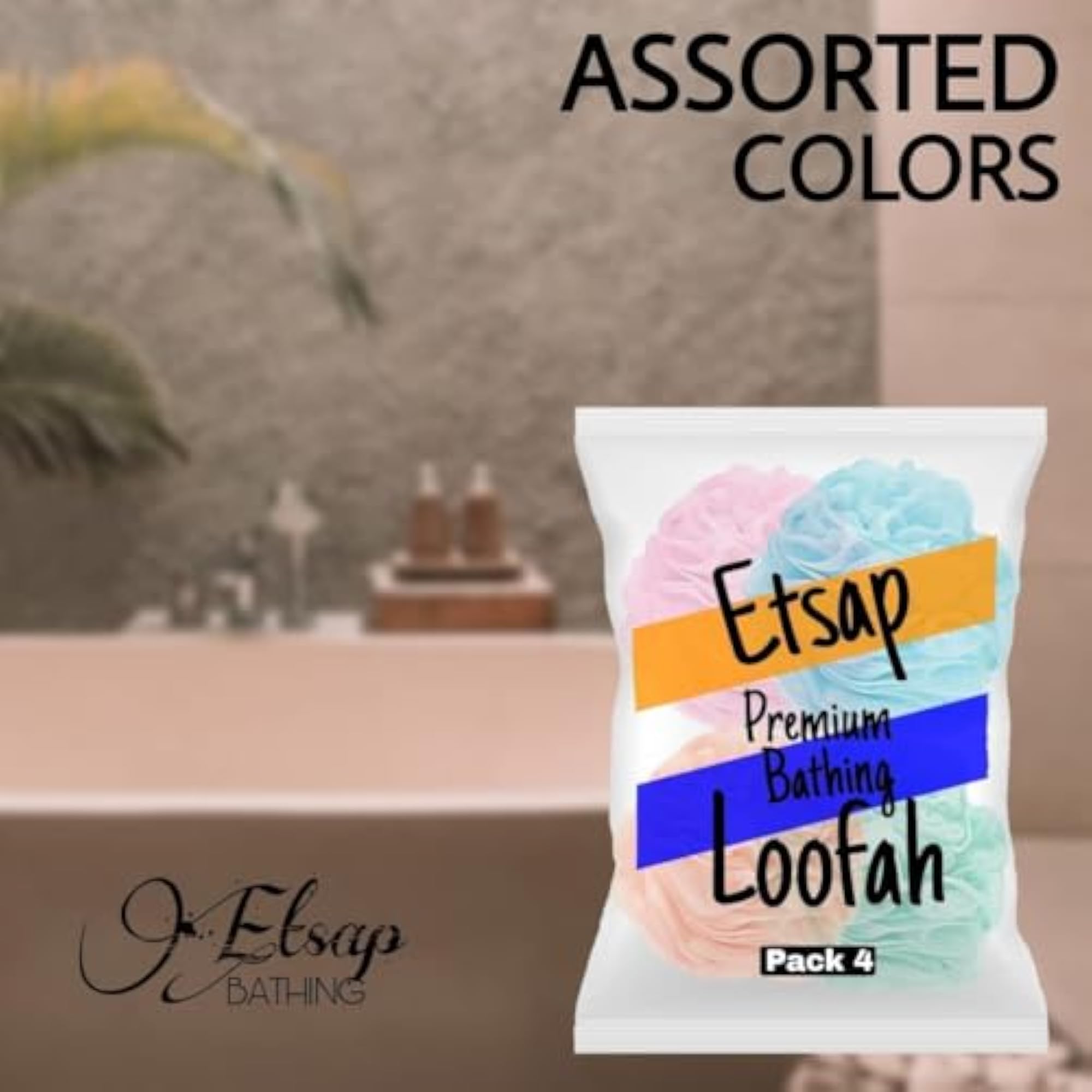 ETSAP Premium Bathing Round Loofah, Pack of 4