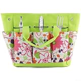 Garten-Werkzeugtasche mit Blumendruck, mit mehreren Taschen, 600D Oxford-Tragetasche, Organizer, leichte Gartenausrüstung und Schrebergarten-Zubehörkoffer (B)
