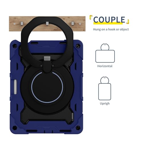 Coque iPad 11 2025 robuste bleu foncé antichoc avec sangle de transport