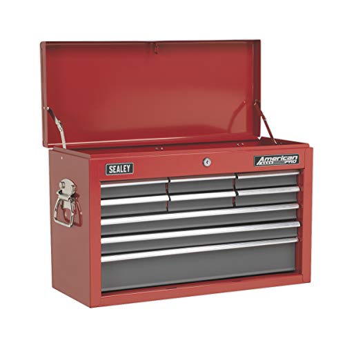 Sealey AP22509BB 9 Drawer Topchest with Ball Bearing Runners, Red/Grey