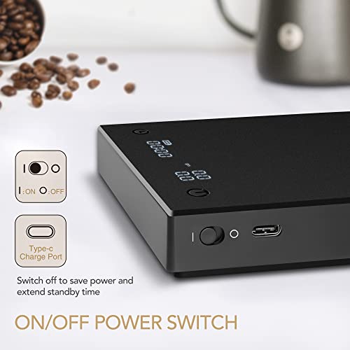 TIMEMORE Black Mirror Basic PRO Digital Coffee Scale with Timer, Flow Rate Measurement, 0.1g/2kg, for Espresso Pour Over Drip Coffee Black - Image 3