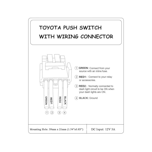 12V Orange Led Push Button Switch for Toyota Landcruiser Hilux FJ Cruiser Tacoma Fortuner 4Runner OEM Push Switch Replacement(Reverse Camera)