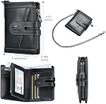 furid Genuine Leather Chain Wallet: Chain Wallet with Bifold Zipper Coin Pocket - RFID Mens Wallet with Anti-Theft Chain - Leather Card Holder - Gifts for Father on Father's Day