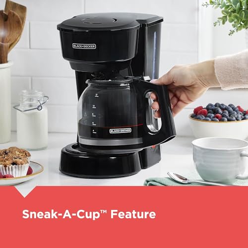 BLACK+DECKER 12-Cup Coffee Maker with Easy On/Off Switch, Easy Pour, Non-Drip Carafe with Removable Filter Basket, Black by BLACK+DECKER - Image 3