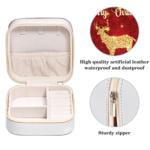 Boîte à bijoux élan et flocon compacte pour ranger bagues et boucles