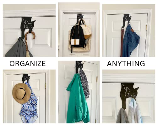 image for Evelots Cat Over The Door Hooks for Hanging-Black-Over The Door Organi