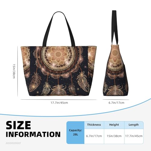 Native American Indian Talisman Dreamcatcher With Magic Mandala And Feathers Beach Bag Women Tote Bag Pool Bag With Zipper For Gym Grocery Travel With Wet Pocket3