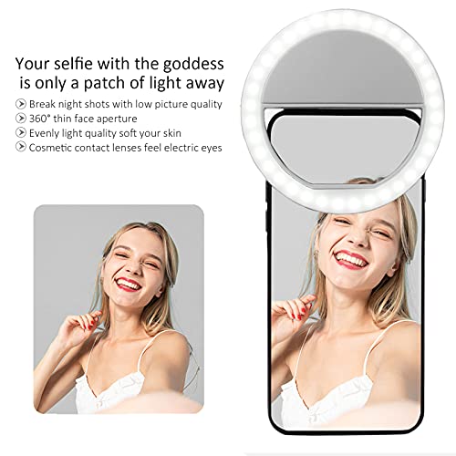 Bindpo Mini anel de luz de preenchimento, anel de luz de selfie, mini luz circular de LED, recarregá