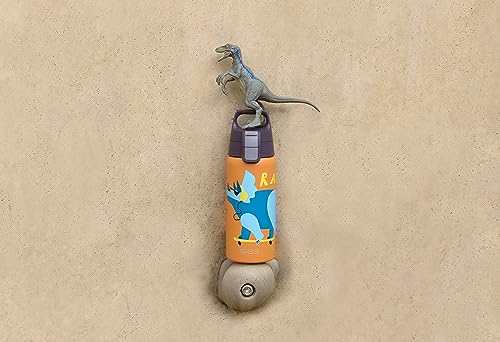 Sigg - Isolierte Trinkflasche Kinder - Shield Therm One Rawsome - Kohlensäuregeeignet - Auslaufsicher - Spülmaschinenfest - BPA-frei - 90% recycelter Edelstahl - Sandbraun mit Dinosaurier - 0,5L