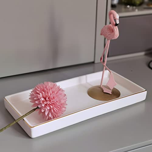 image for HANKOR 10 x 5 Ceramic Bathroom Tray for Countertop, Decorative Vanity 