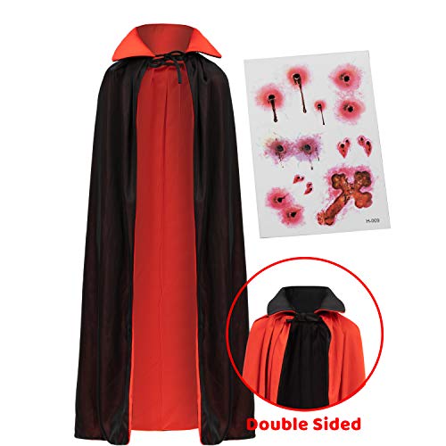 Joyin Child Unisex Halloween Vampire Costume Set With Reversible Cape Cloak And Tattoo Scar For Halloween Dress Up Parties, Cosplay Costume, Dracula Theme Party And Transylvania Costume #TOP2