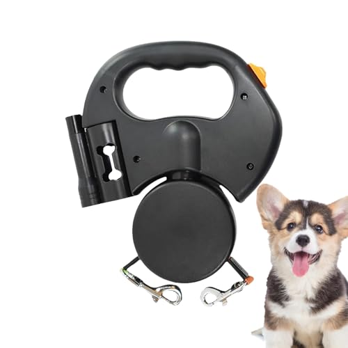 Corde pour chien robuste rétractable double | Confort ergonomique supérieur