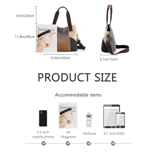 Bolso Tote de Lona Patchwork para Mujer miniatura 4