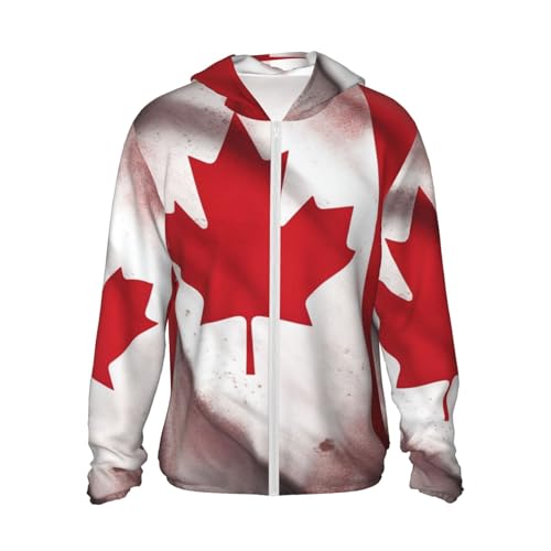 Rashguard homme UPF 50+ : chemise de soleil à capuche imprimé drapeau canadien