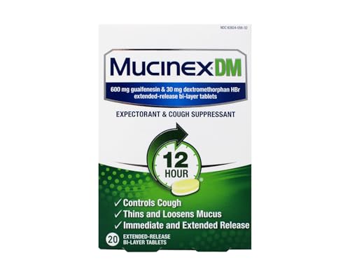 Reckitt Benckiser Mucinex DM Expectorant and Cough Suppressant Tablet - 20 per Pack - 24 Packs per case.