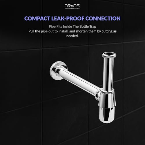 Image of Orvos Bottle Trap, Brass Body with Stainless Steel Pipes, Curved, for Sinks and Wash Basins