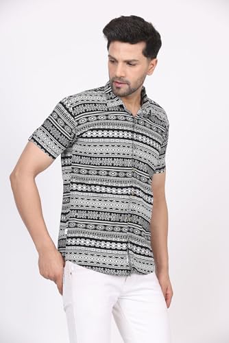 Image of CVC Fashion Men's Printed Button-Down Shirt - Aesthetic Regular Fit Half Sleeve Casual Shirt for Men, Ideal for Summer & Beach Wear
