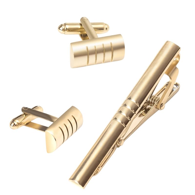 fulaida Classic Metal Cufflinks & Tie Clip Set – Versatile Men's Dress Accessories for formal look-picture-12