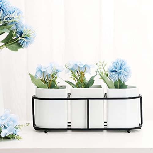 Buyajuju 3 Piece Porcelain Flatware Holder Caddy With Metal Rack, Utensil Holder Caddy For Spoons, Knives And Forks Cutlery Organizer #TOP4