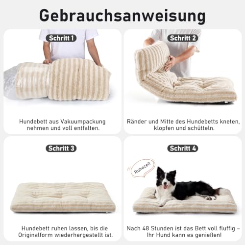 Pawk Hundebet Grosse Hunde, XXL Hundekissen Waschbar Flauschig, Hundekorb Weich Atmungsaktiv, rutschfeste Plüsch-Hundematte, 121x75x11cm-8