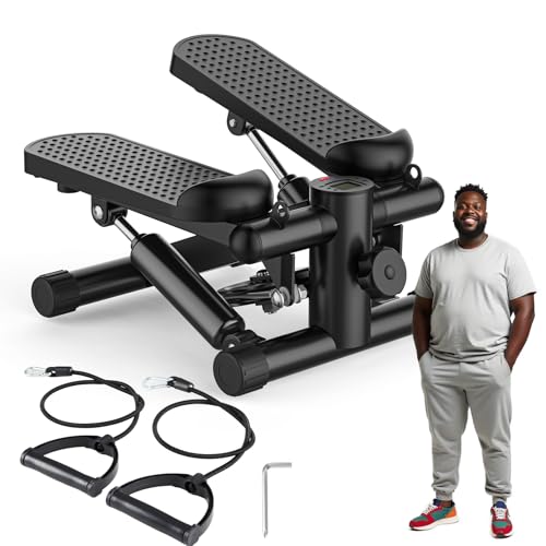 Image of OLIXIS Steppers for Exercise At Home Workout Equipment, Mini Stepper Exercise Machine for Senior Citizens, Twist Stepper with Resistance Bands, Cardio Weight Loss Equipment Home Fitness