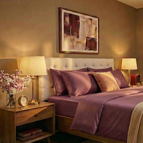 Image of Naksh Bedsheet for Double Bed King Size Plain 300 TC with 2 Pillow Covers | 300 Thread Count | Soft, Breathable Fabric Built for Daily Use | Bed Sheet Double Bed | Plum |
