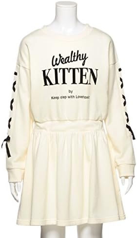 Amazon ラブトキシック Lovetoxic 袖レースアップロゴ入りワンピース アイボリー 150 ガールズ 通販