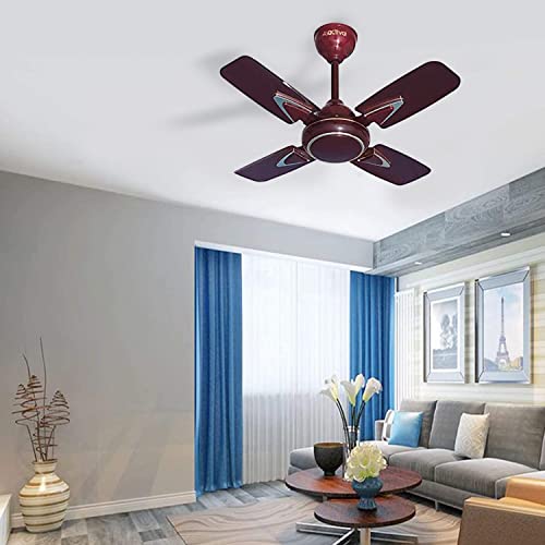 Image of ACTIVA Galaxy-1 600mm Ceiling Fan | 850 RPM High Speed | 50W Copper Motor | 4 Blades | Anti-Dust Coating | Low Noise | Small Room Ceiling Fan | 2 Year Warranty (Deco Brown)