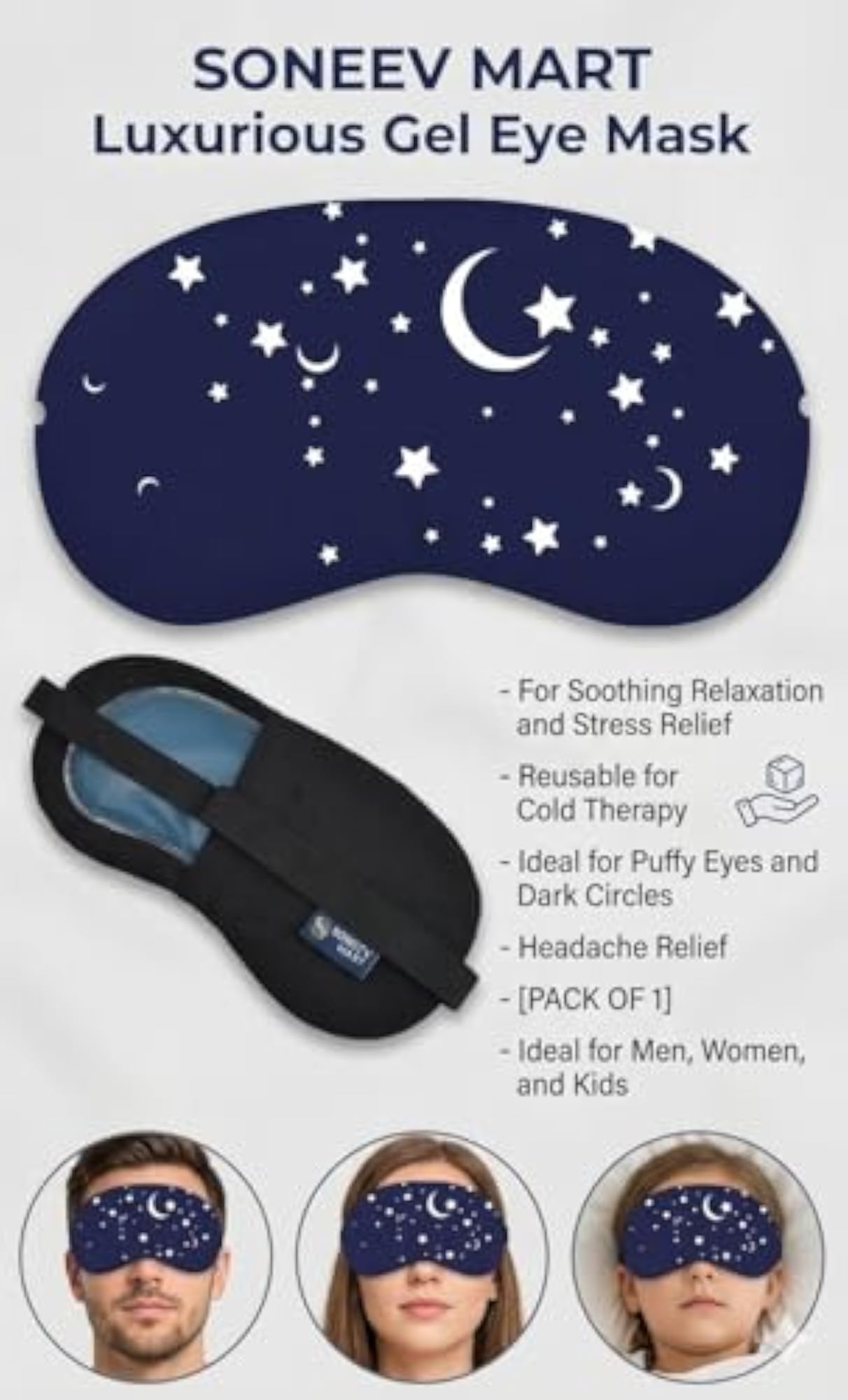 Ultra Soft Cotton Sleep Eye Mask, Comfortable Night Blindfold