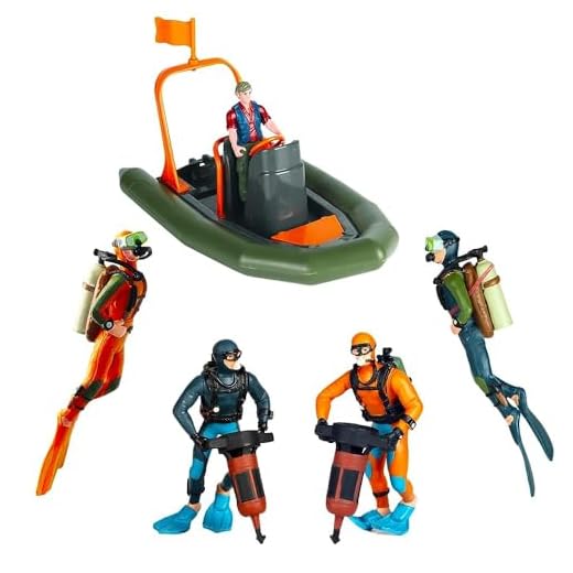 Hiawbon Speedboat Underwater Diver Figurines Scuba Diver Model