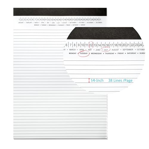 image for Mymazn Legal Pads 8.5 x 11 with Date on Top, Narrow Ruled, White Note 