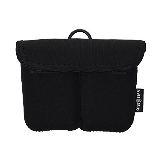 Case Star ® Black Color Neoprene Battery Carrying Case Sleeve with 2 Pieces Clear Plastic Waterproof 18650 Battery Storage Case